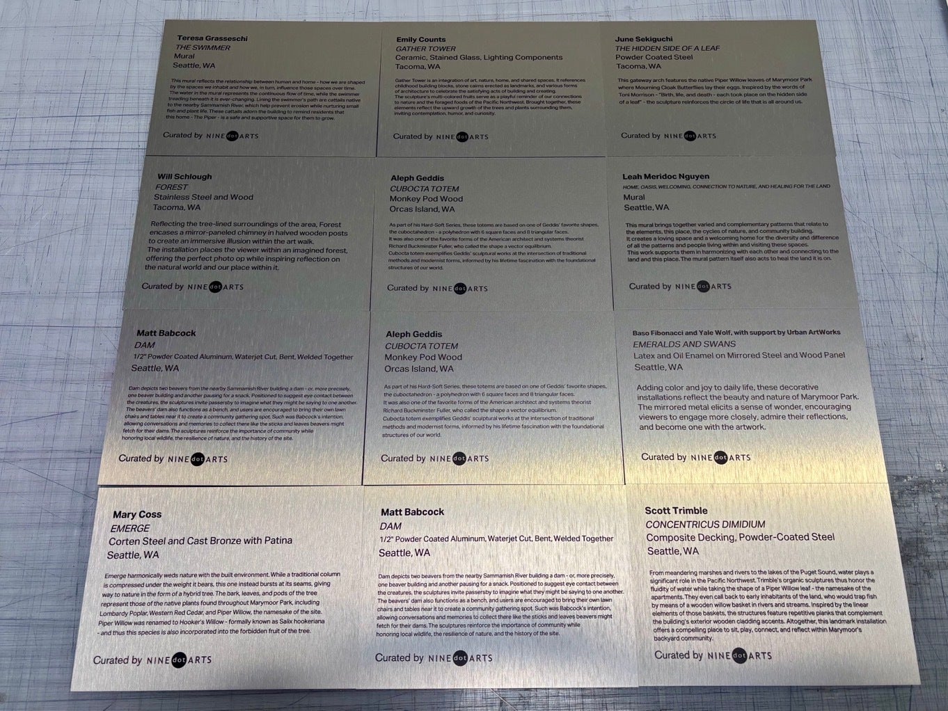Custom Plaques to Honor Great Artworks - The Piper Apartments, Redmond WA