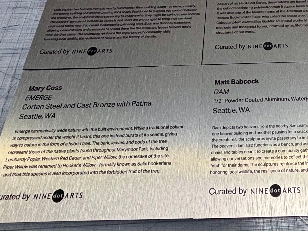 Custom Plaques to Honor Great Artworks - The Piper Apartments, Redmond WA