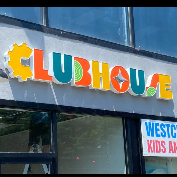 Internally Illuminated Channel Letters & Feather Flags for Clubhouse Central in Hartsdale, NY