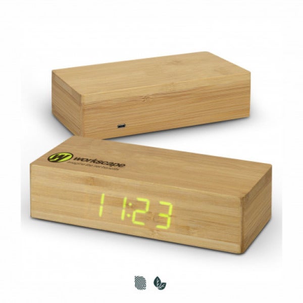 Custom Bamboo Wireless Charging Clock