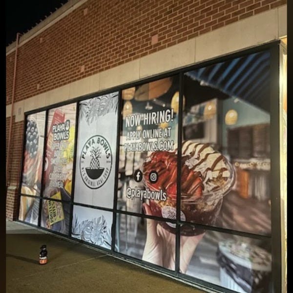 Playa Bowls Fair Oaks Construction Graphics | Vibrant Window Wraps for Grand Opening