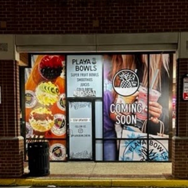 Playa Bowls Fair Oaks Construction Graphics | Vibrant Window Wraps for Grand Opening