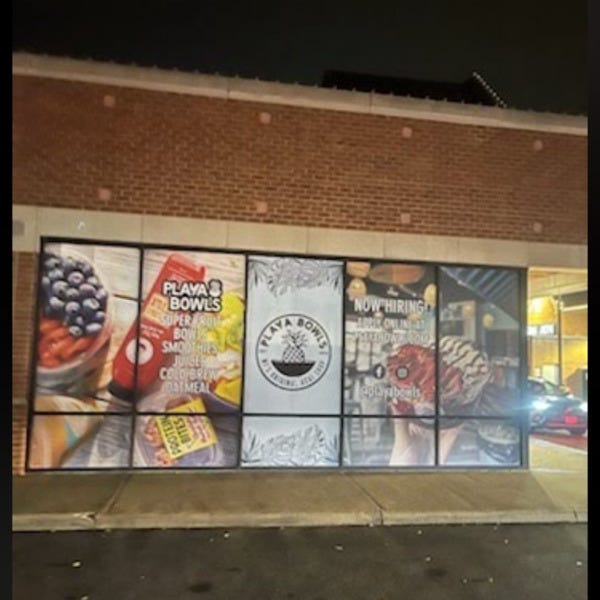 Playa Bowls Fair Oaks Construction Graphics | Vibrant Window Wraps for Grand Opening
