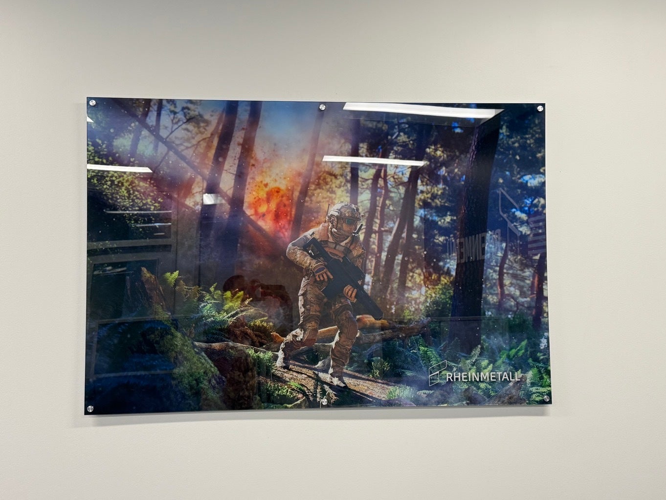 Rheinmetall Office Branding – Direct Print Acrylic Artwork Installation in McLean, VA