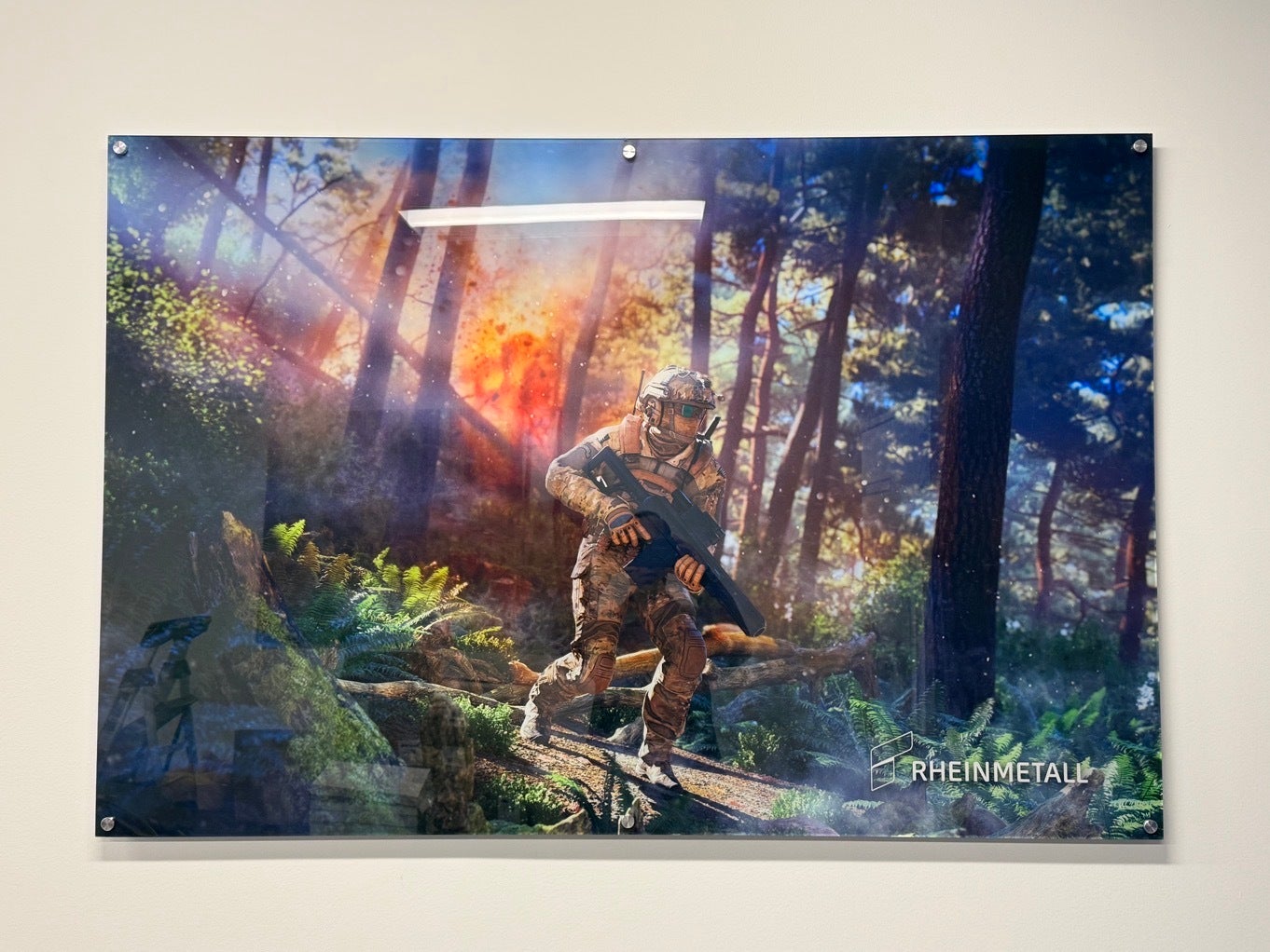 Rheinmetall Office Branding – Direct Print Acrylic Artwork Installation in McLean, VA