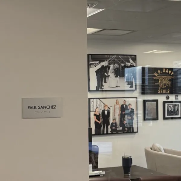 Premium Stainless Steel Room Signs for The Amatriot Group: Elevating a Modern Office Space