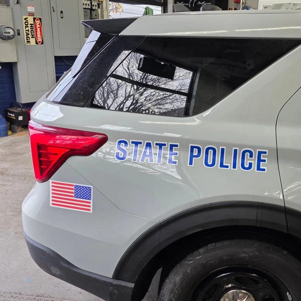 RI State Police - lettering - rear bumper