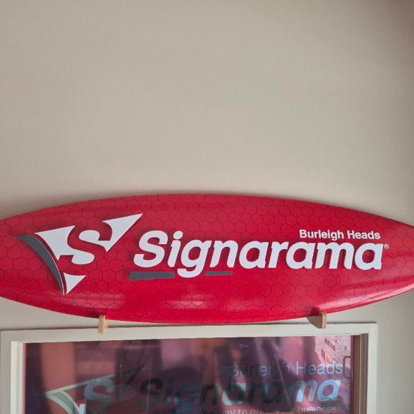 Custom signs on surfboards