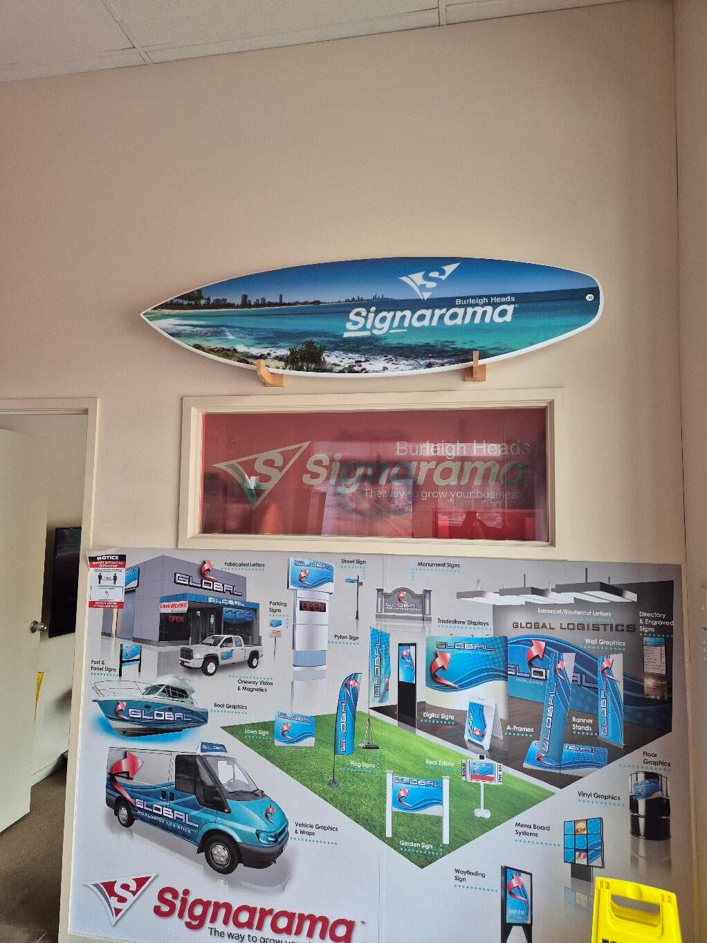 Custom signs on surfboards