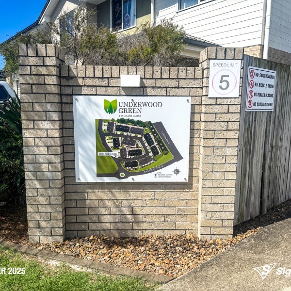Front entry ACM signs created and installed by Signarama Springwood for Underwood Green, featuring modern, durable panels with high-quality graphics