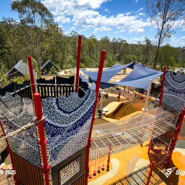 Colourful playground ACM panels created by Signarama Springwood for Playrope, featuring durable, high-quality graphics for play equipment.