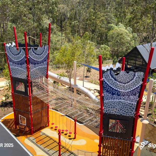 Colourful playground ACM panels created by Signarama Springwood for Playrope, featuring durable, high-quality graphics for play equipment.