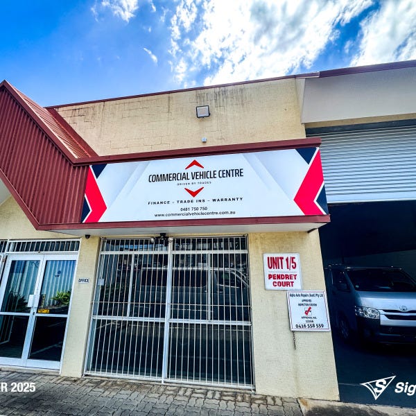 Signarama Springwood ACM shopfront signage for Commercial Vehicle Centre featuring durable panels and professional business branding.