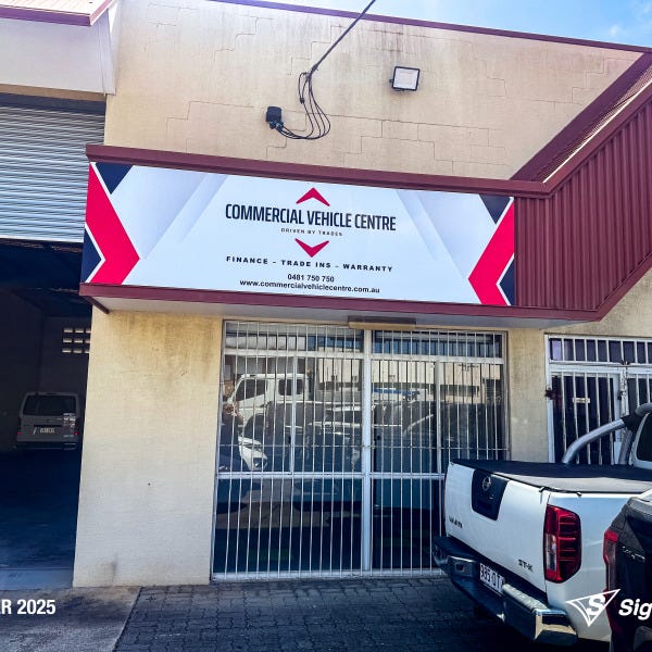 Signarama Springwood ACM shopfront signage for Commercial Vehicle Centre featuring durable panels and professional business branding.