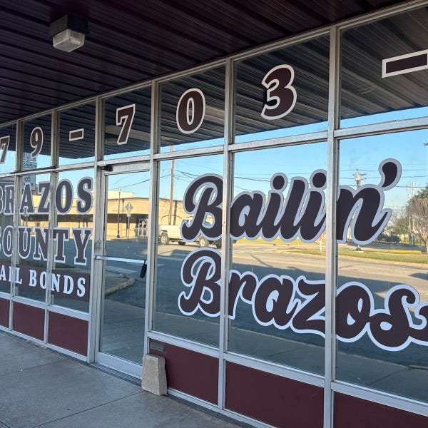Brazos County Bail Bonds window graphics