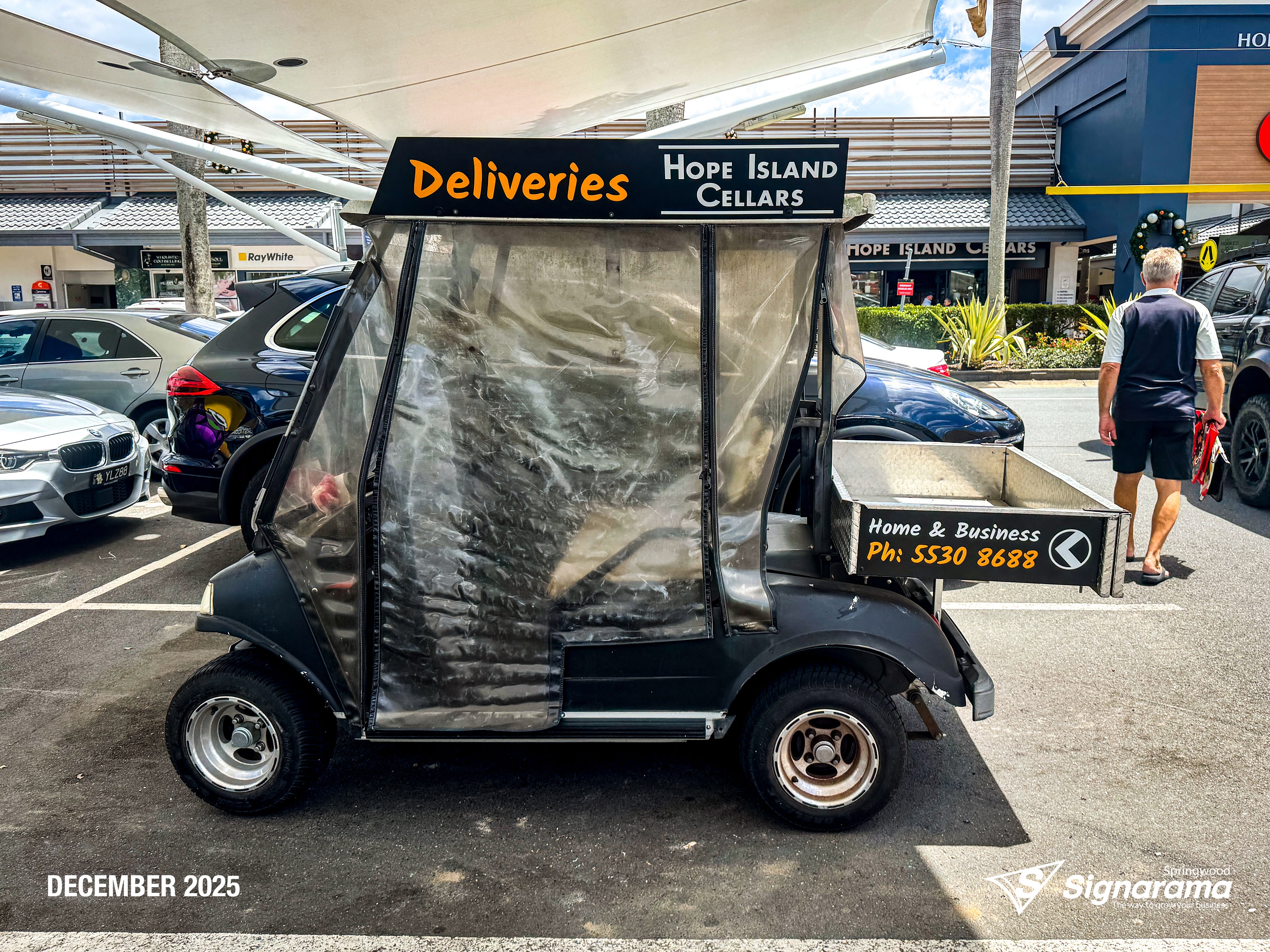 Signarama Springwood rebranding Hope Island Cellars delivery buggy with new durable ACM panels and updated branding graphics