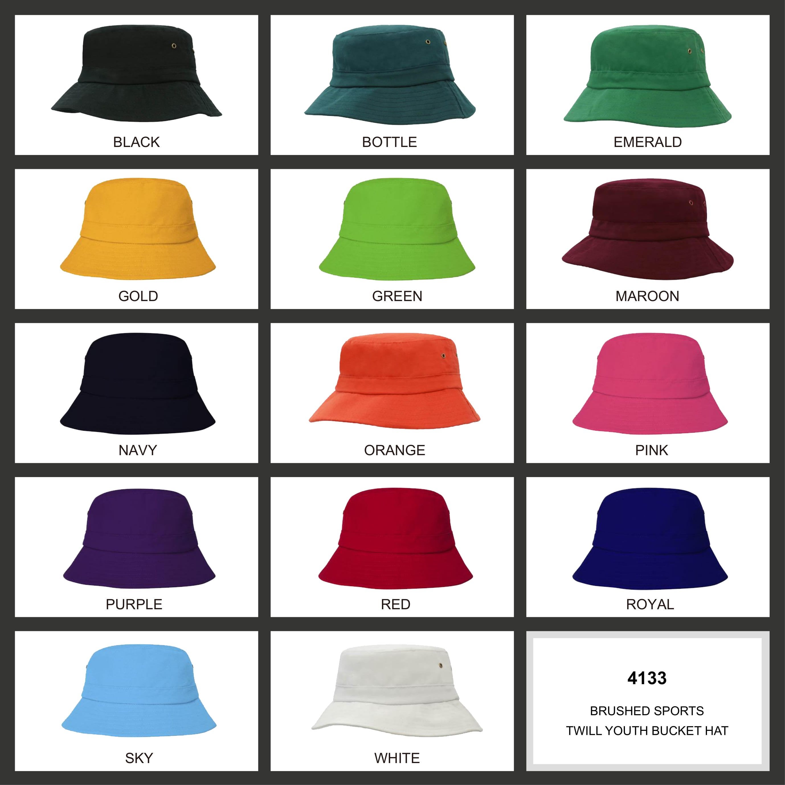 Brushed Sports Twill Youth Bucket Hat