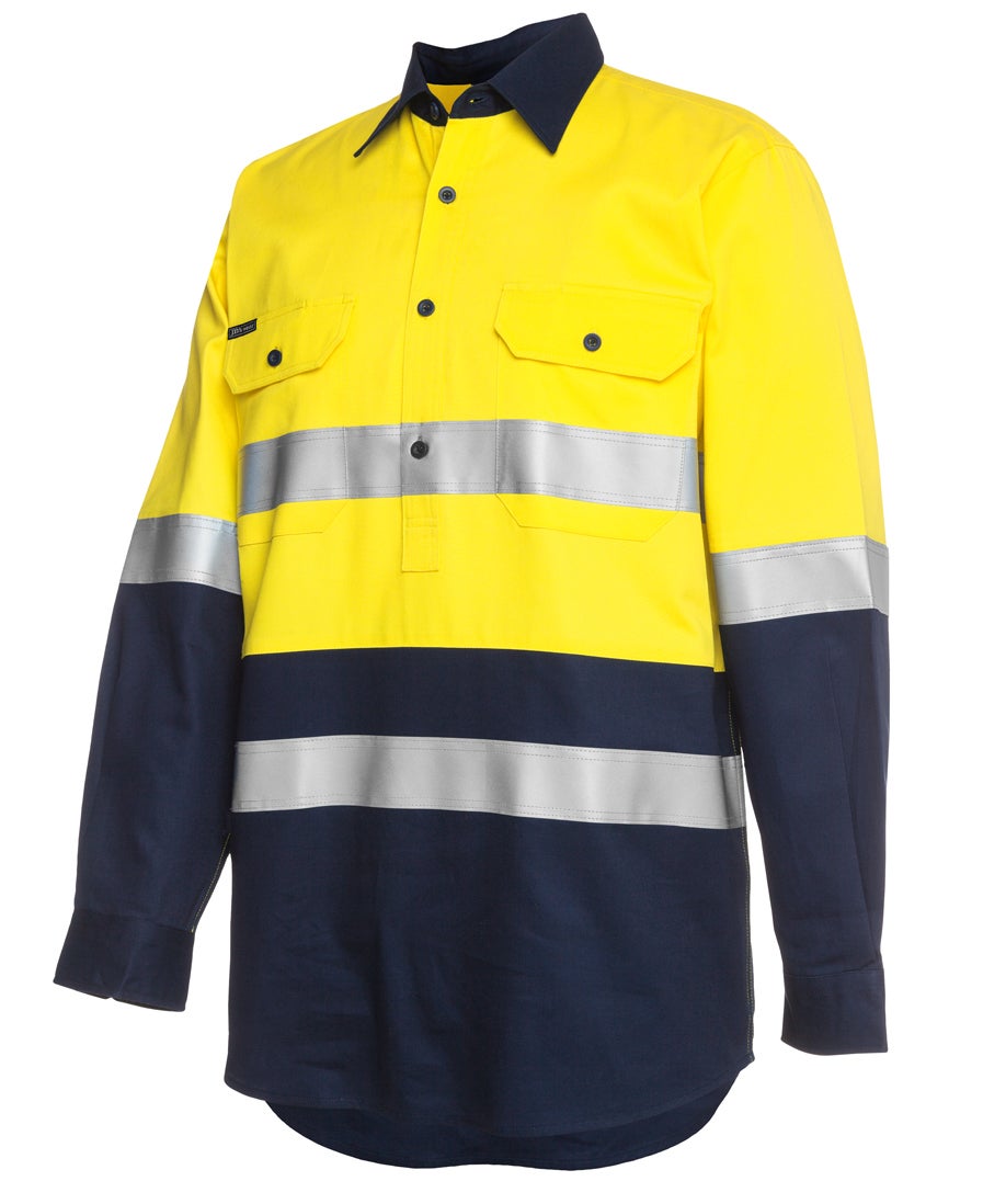 JB's Hi Vis (D+N) Close Front L/S Shirt 190g