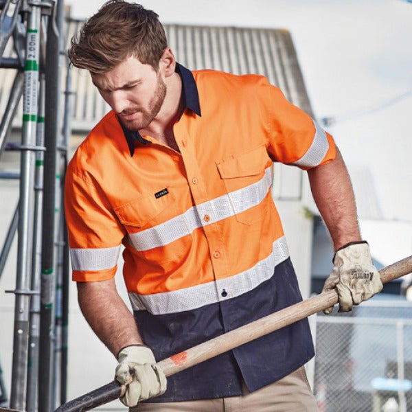 Custom Men's Rugged Cooling Taped Hi Vis S/S Spliced Shirt