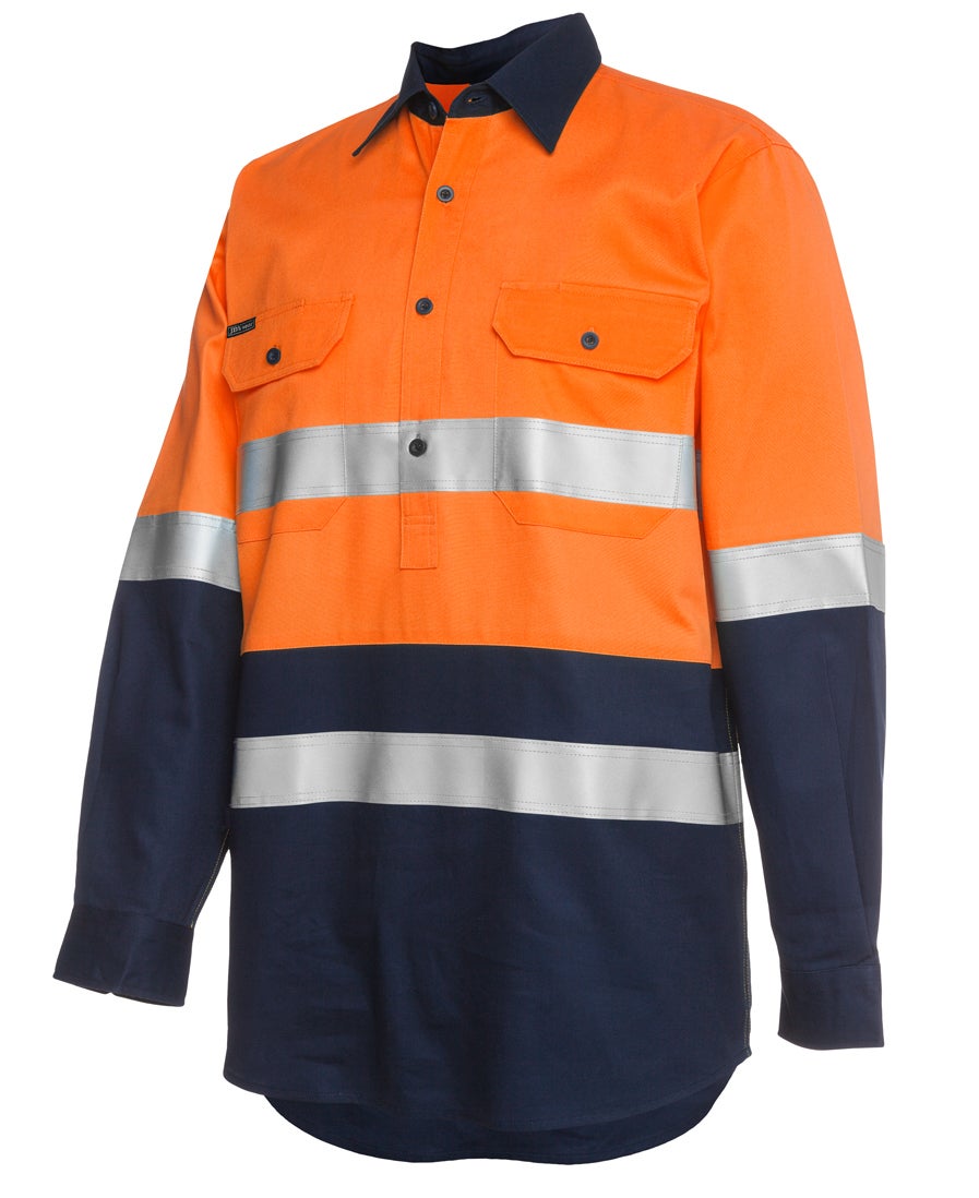 JB's Hi Vis (D+N) Close Front L/S Shirt 190g