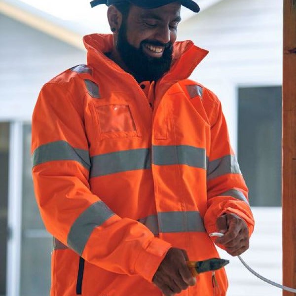 Custom TAPED HI VIS WET WEATHER BOMBER JACKET