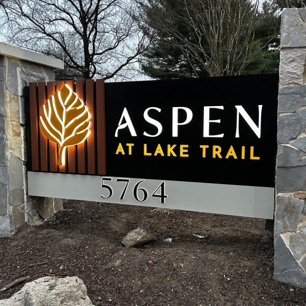Aspen at Lake Trail Community Sign