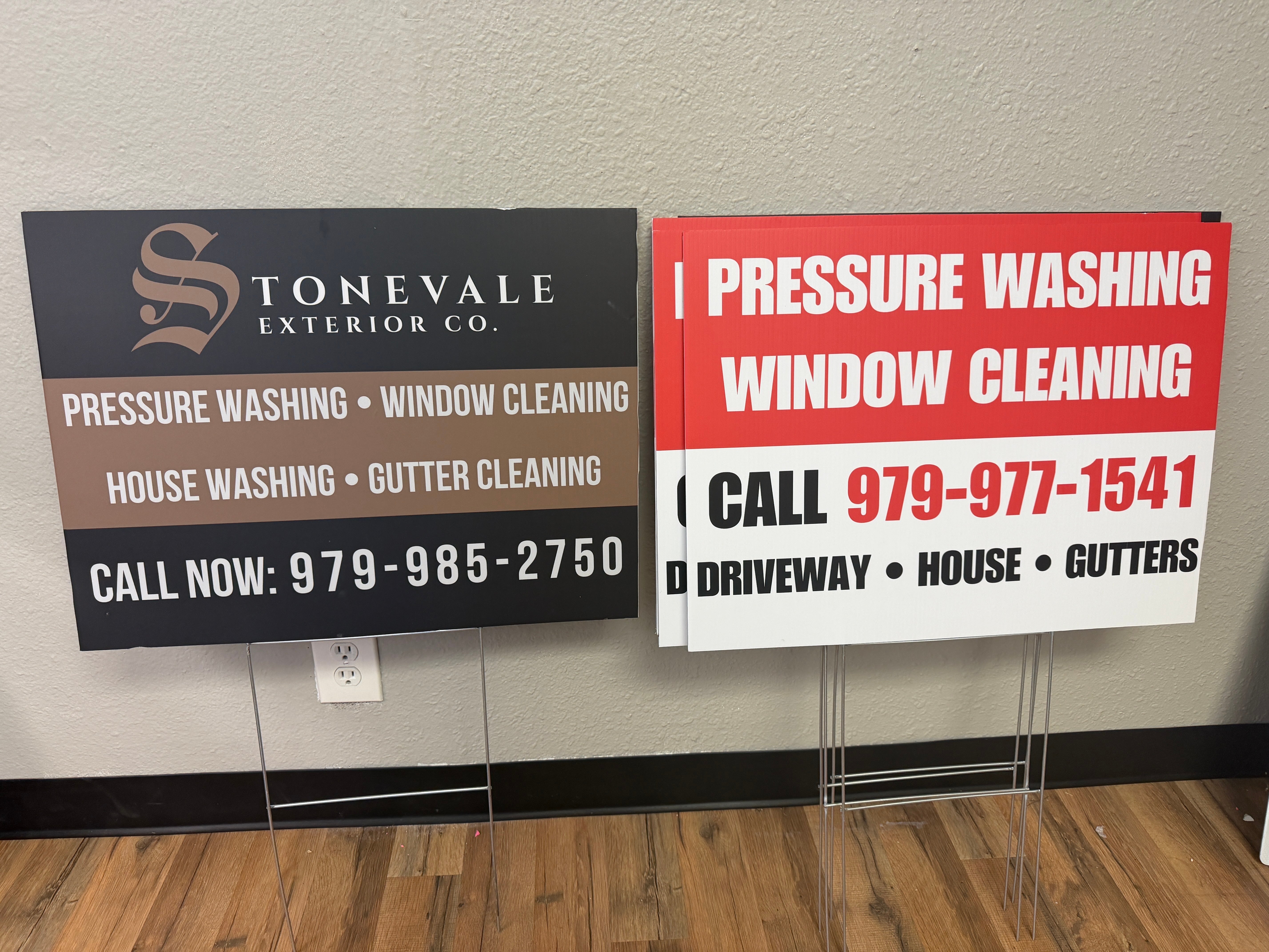 Stonevale Exterior Co.   Yard signs