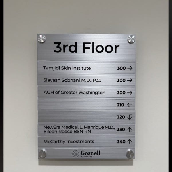 Wayfinding Signage Installation for Gosnell Property Management in McLean, VA
