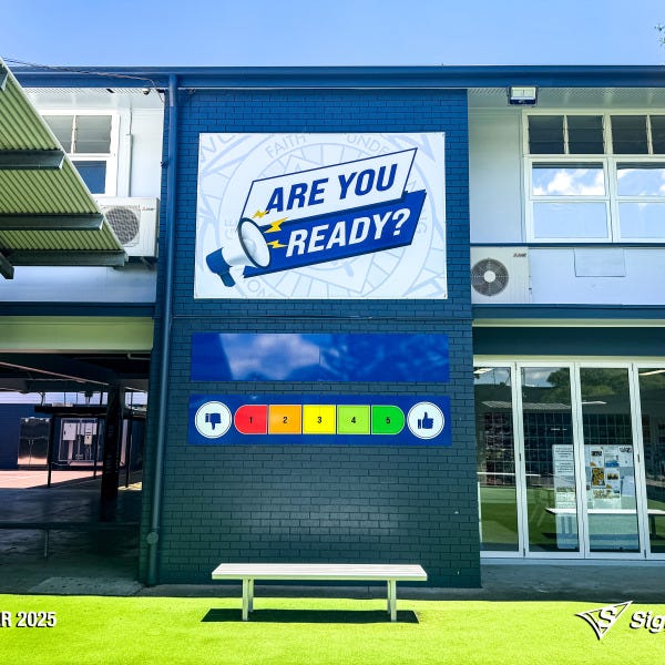 Signarama Springwood school signage with ACM panels, sailtrack banner, and window graphics for Woodridge State High School campus branding