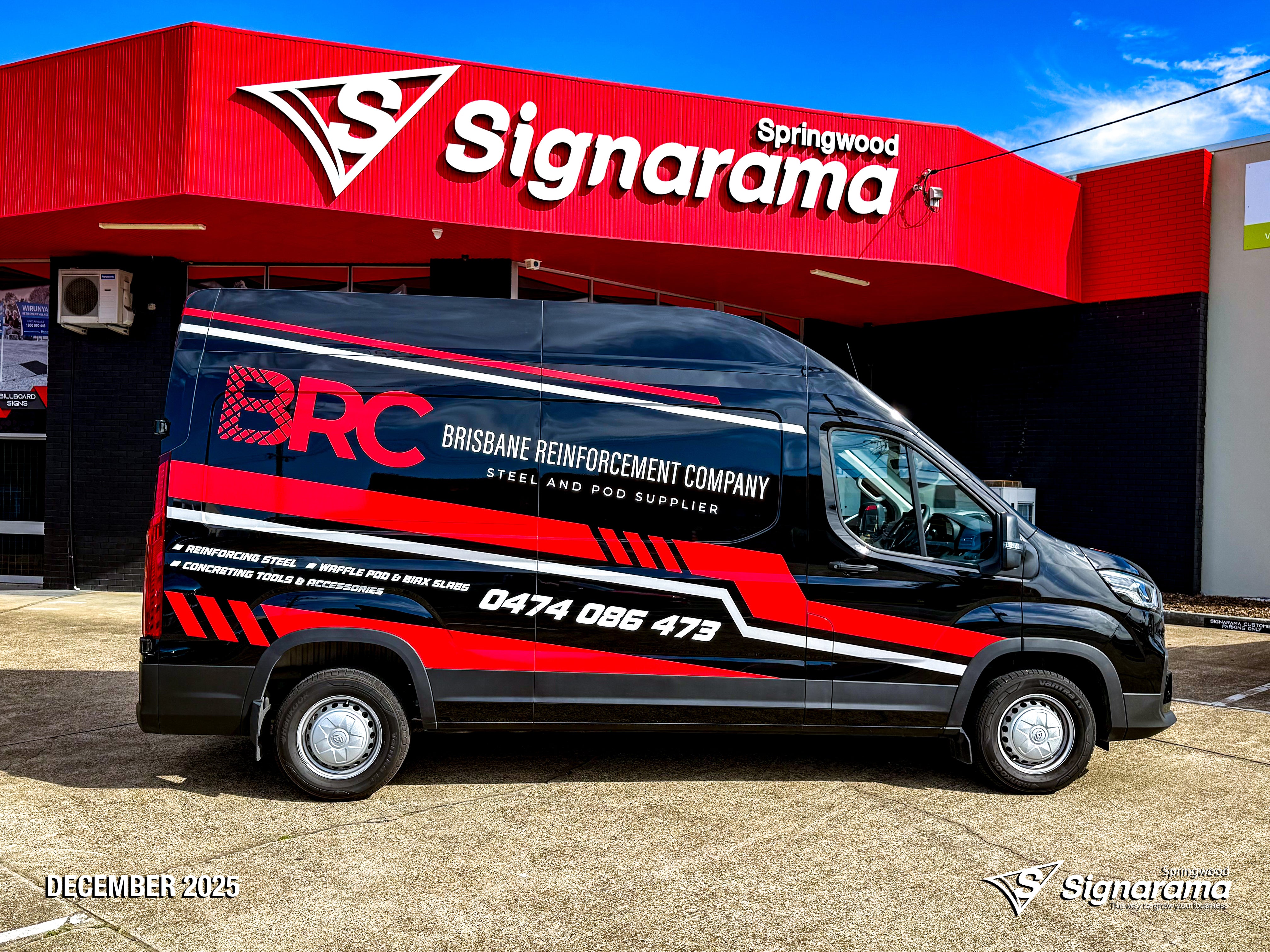 Signarama Springwood vehicle graphics designed and installed for Brisbane Reinforcement Company to enhance fleet branding and road visibility.