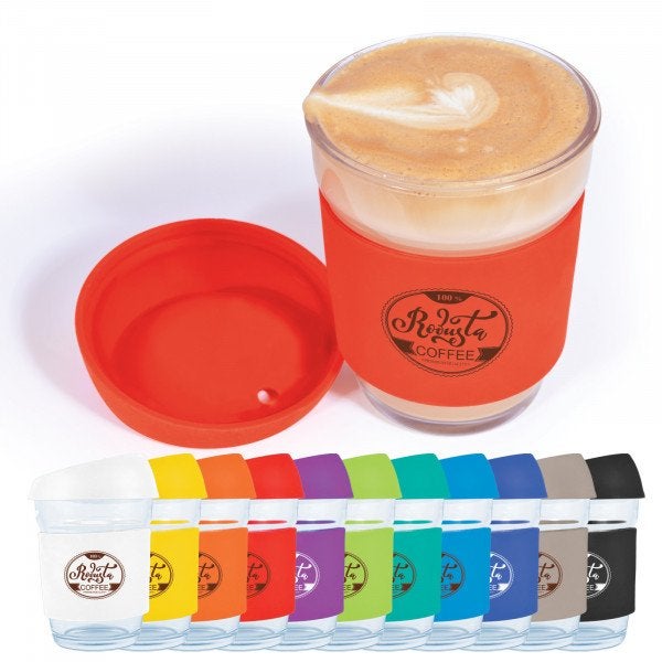 Custom Vienna Glass Coffee Cup / Silicone Lid