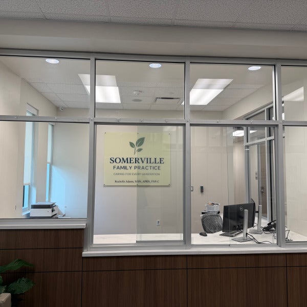 Somerville family practice acrylic sign with standoffs