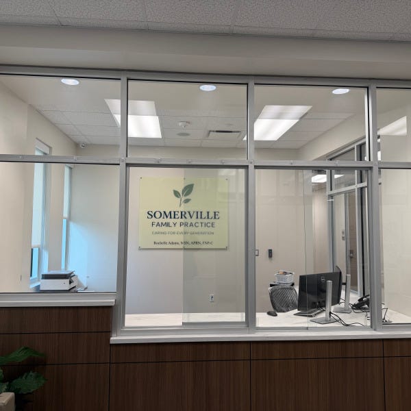 Somerville family practice acrylic sign with standoffs