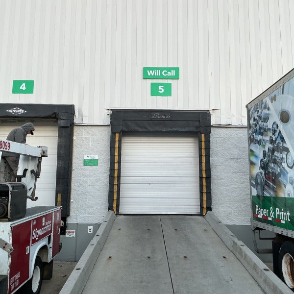 Warehouse loading dock signs