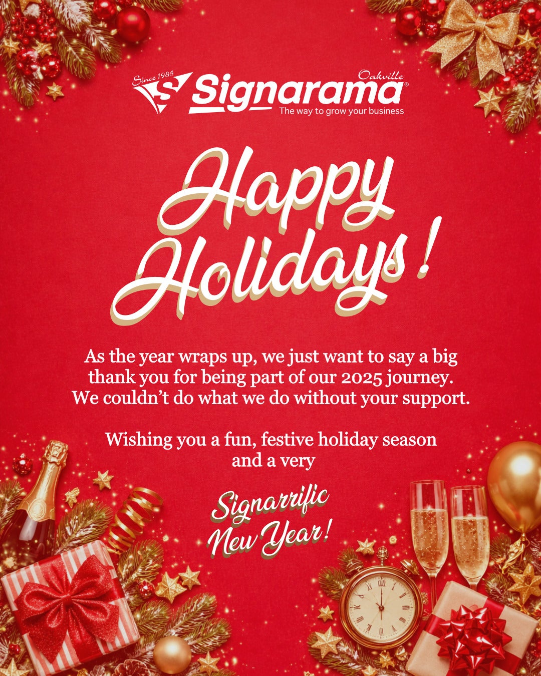 Signarama Oakville Holiday Hours & End-of-Year Schedule