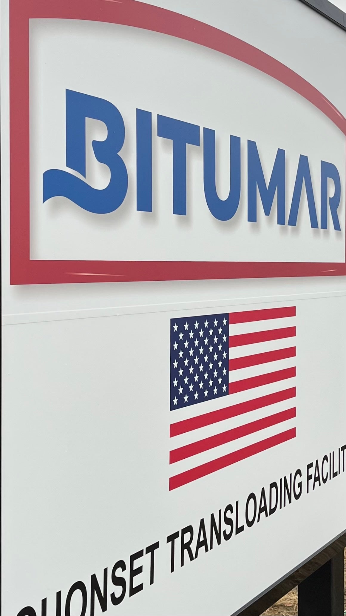 Freestanding Custom Aluminum Sign for Bitumar’s New Quonset Facility