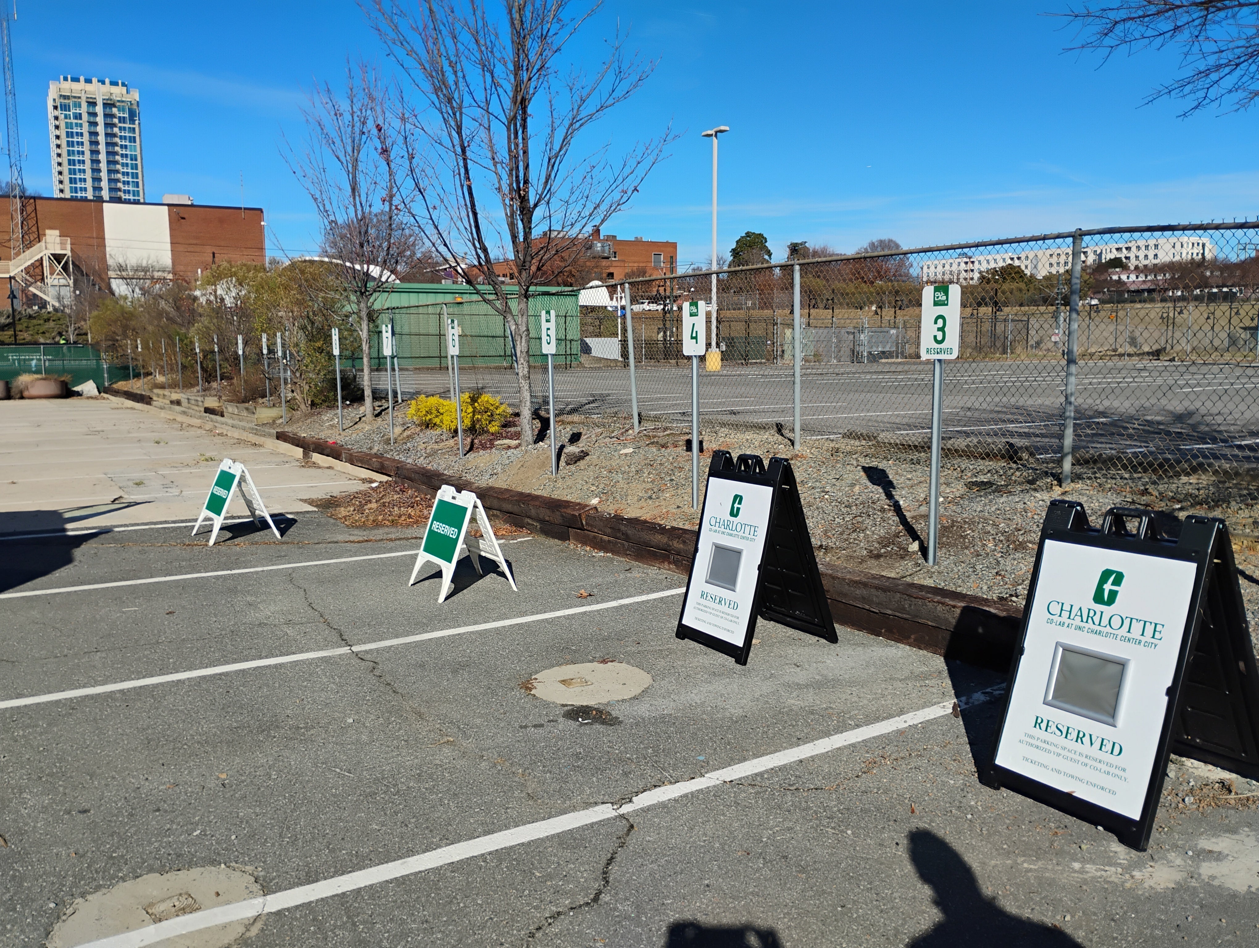 UNCC Co Lab Reserved Parking Signs