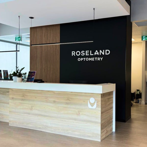 Modern and Refined — 3D Raised Acrylic Reception Sign for Roseland Optometry