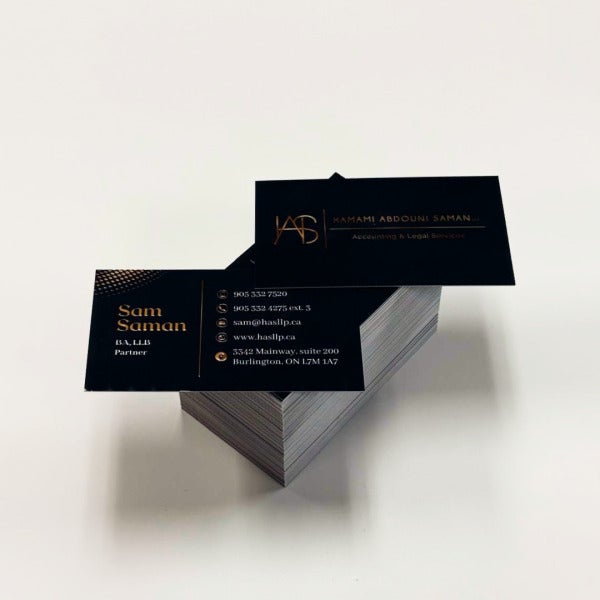 Premium Redesign — Soft-Touch Business Cards with Raised Spot UV for Hamami Abdouni Saman LLP | Accounting & Legal Services