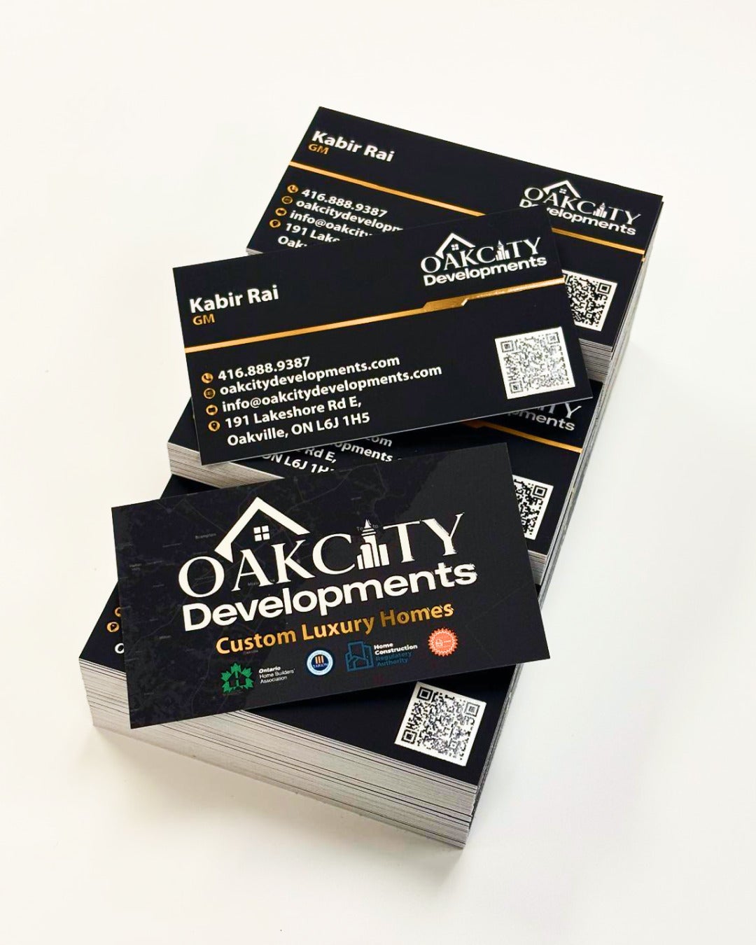 Soft-Touch Luxury — Specialty Business Cards with Raised Spot UV for Oakcity Developments