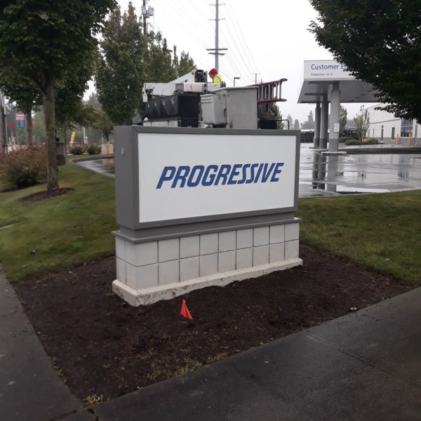 Elevating Corporate Identity: Custom Monument Sign - Progressive - Bothell, WA