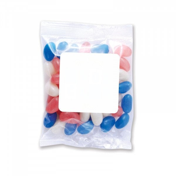 Custom Corporate Colour Mini Jelly Beans in 50 Gram Cello Bag