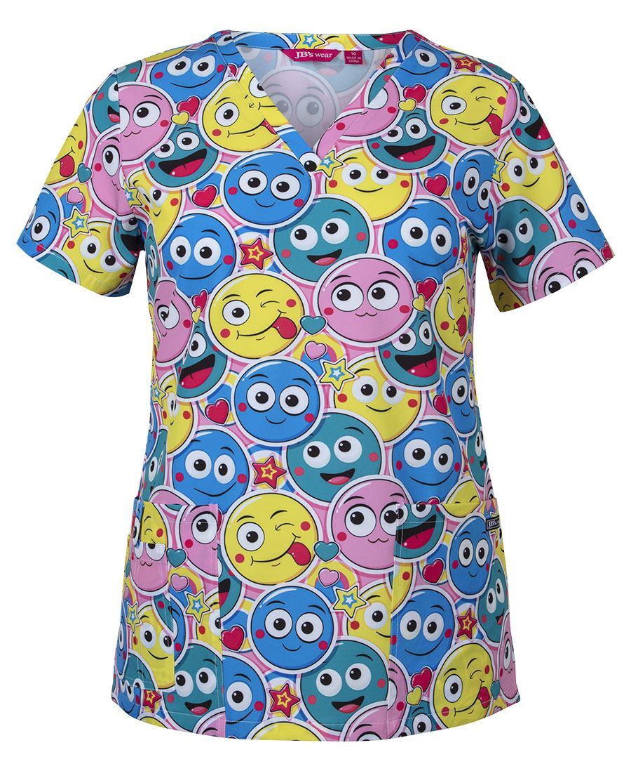 JB'S LADIES SCRUB TOP PRINTED