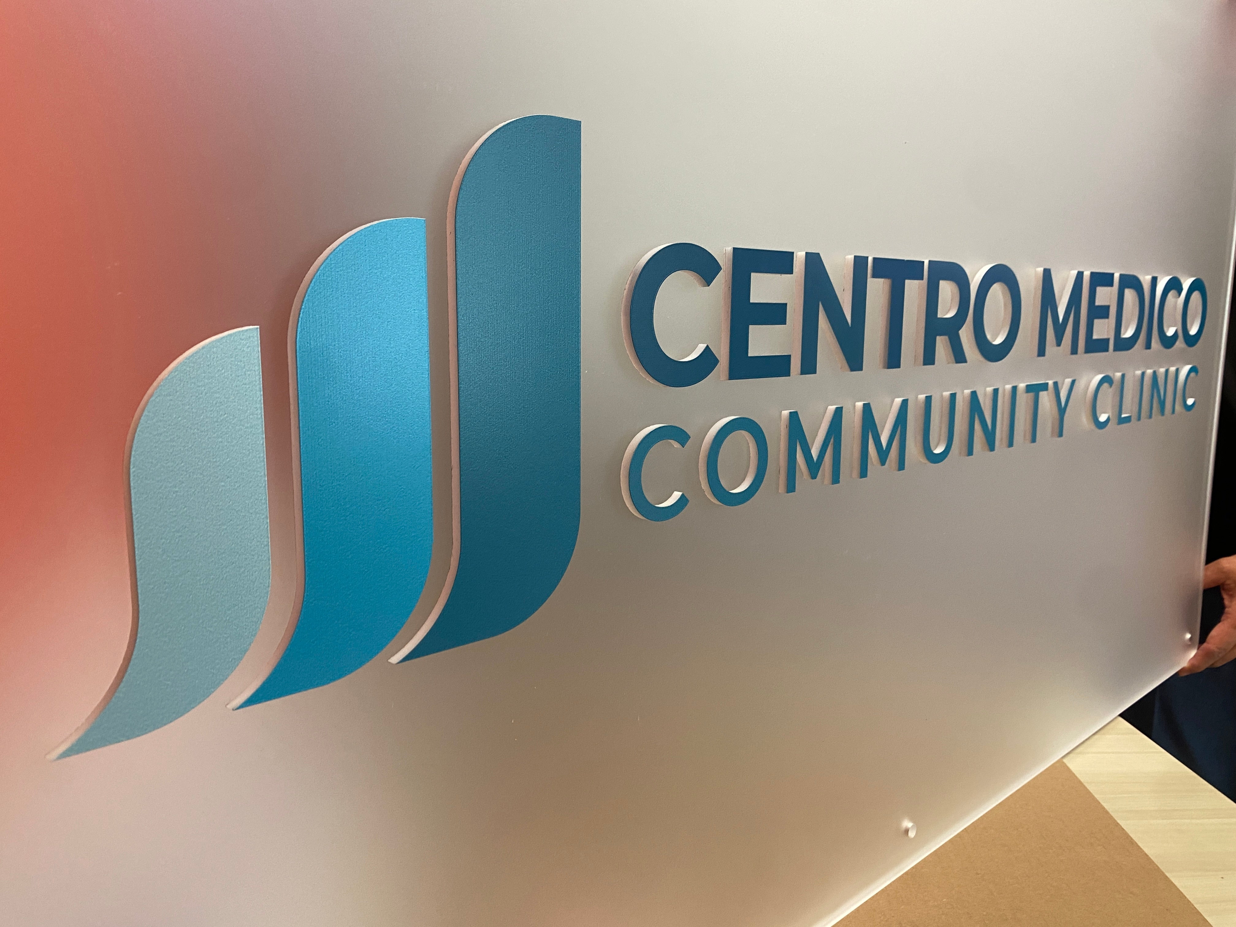 Custom Acrylic Lobby Sign for Centro Medico Community Clinic in Corona, CA