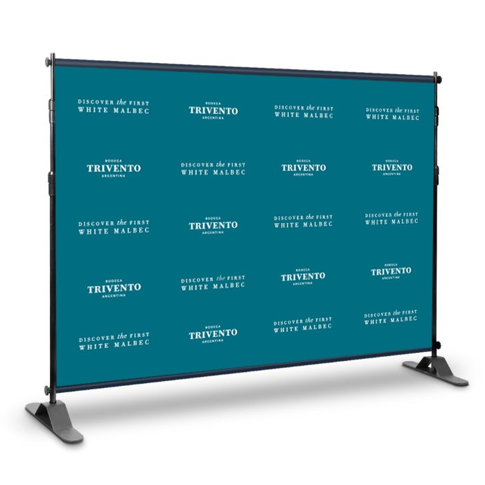 Trivento branded step-and-repeat backdrop for trade shows