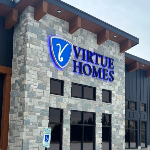 virtue homes exterior signage