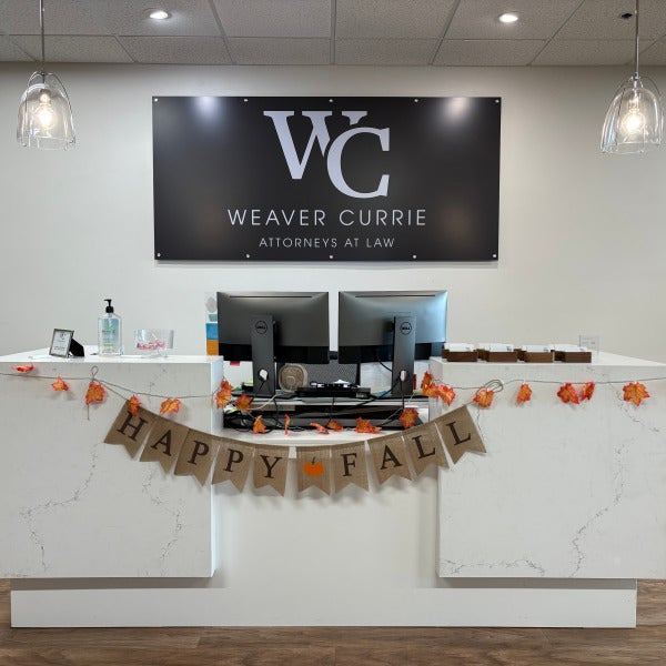 Weaver Currie Attorneys at Law custom lobby sign