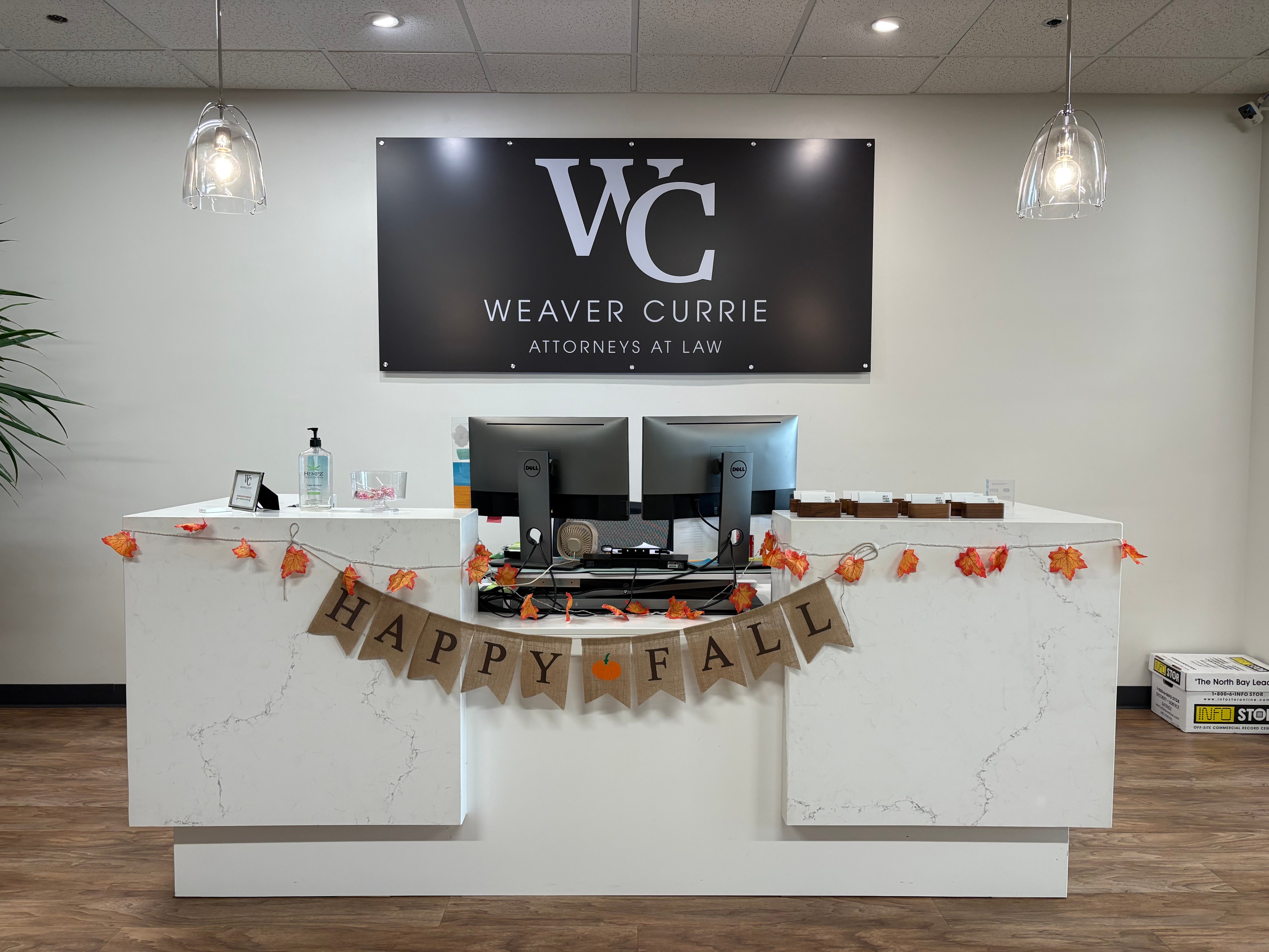 Weaver Currie Attorneys at Law custom lobby sign
