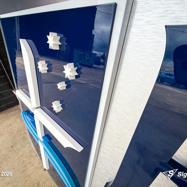 3D acrylic logo signage installed at Rivers Christian College by Signarama Springwood, featuring clean, modern dimensional lettering for a professional school reception display.