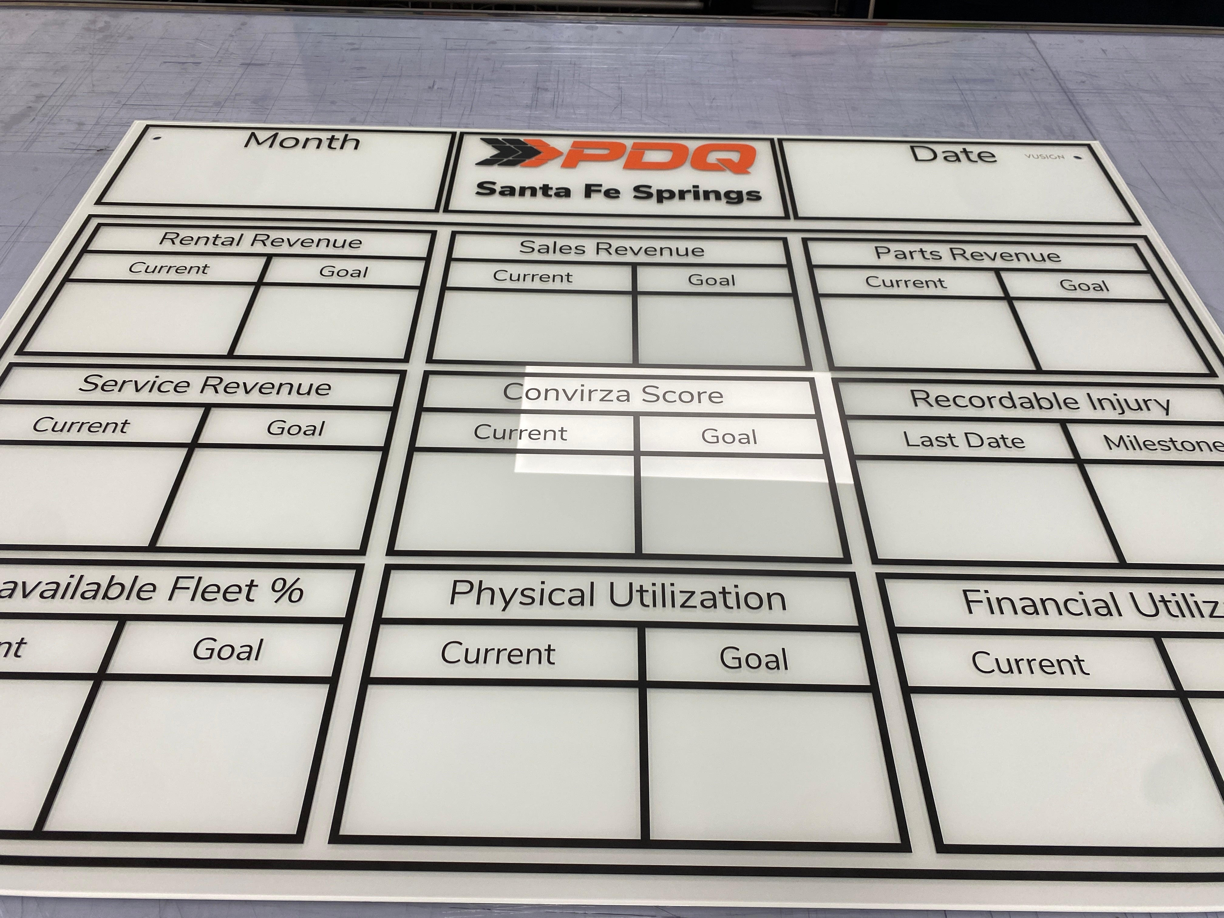 Custom Whiteboard with Decals for PDQ in Corona, CA